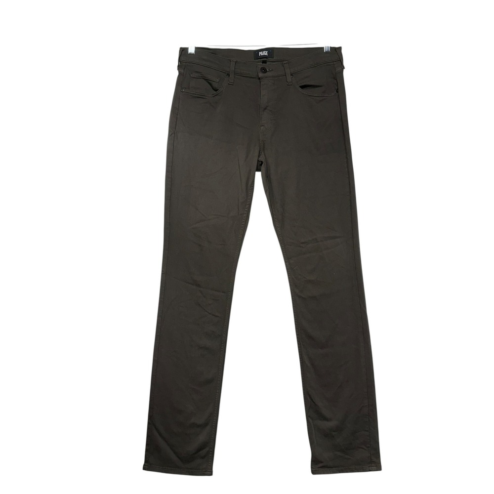 Paige Federal Slim Straight Leg Pants Mens Dark Olive Brown 33x34